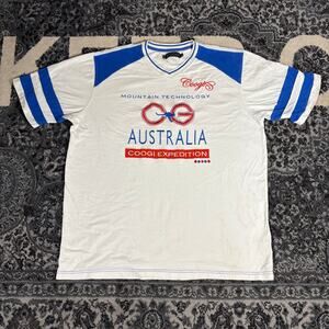 COOGI Australia Expedition Embroidered T- Shirt White Blue Mountain Tech 2XL